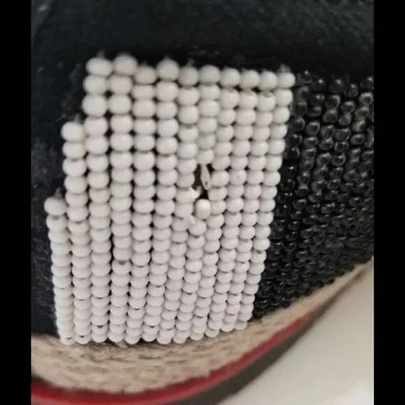 Donald J. Pliner Italian loafers size 6.5 striped black white royalty glam beade - Picture 7 of 10